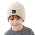 thumbnail image 3 of Gorro de punto para bebé, gorro de lana a juego, bonito gorro con estampado de emoticonos, gorro de otoño e invierno para niños, 3 of 6