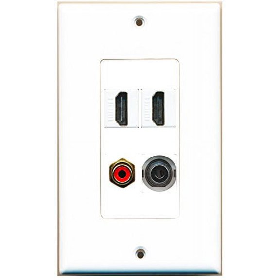 RiteAV - 2 Port HDMI 1 Port RCA Red 1 Port 3.5mm Wall Plate Decorative