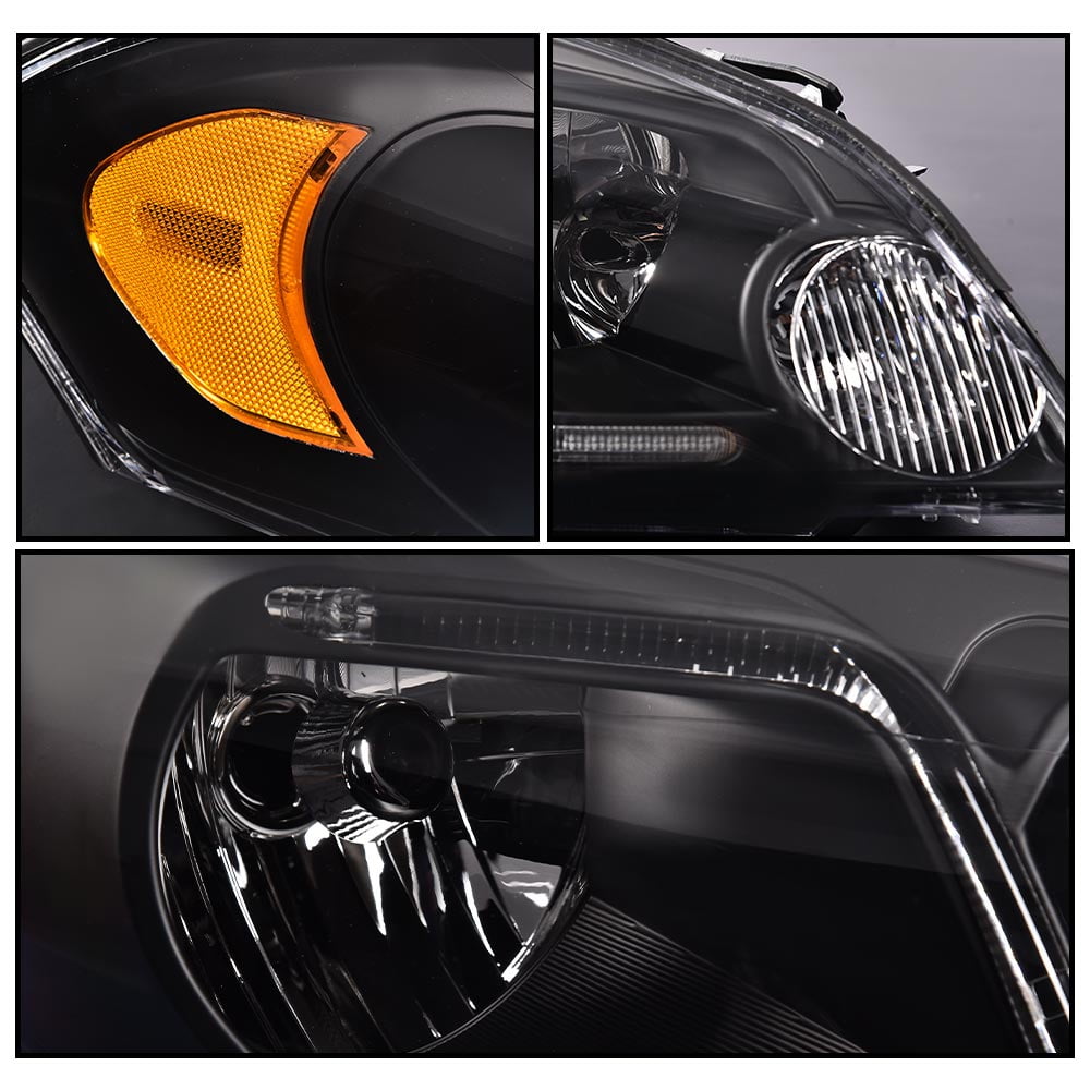Headlight Clear lens Black Housing Amber Reflector Fit for 06-13 Chevy Impala /14-16 Chevrolet Impala Limited / 06-07 Chevy Monte Carlo