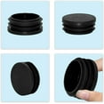 10 Pcs Black Round Ribbed Tube Inserts Chair Table Legs Plastic Plugs