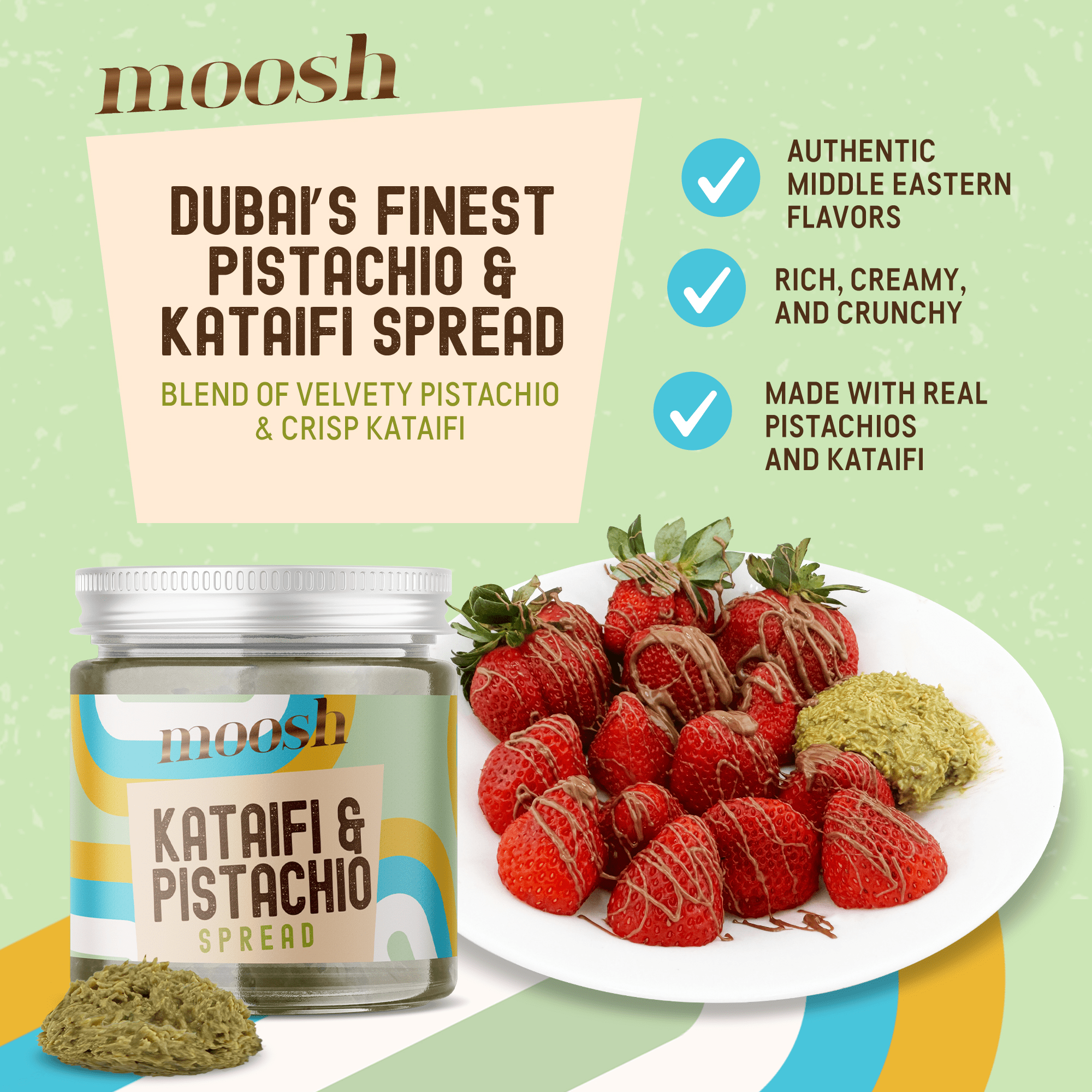 Moosh Dubai Chocolate Bar Filling – Viral Pistachio & Kataifi Spread for Desserts, Toast, and Candy Making (12 oz)