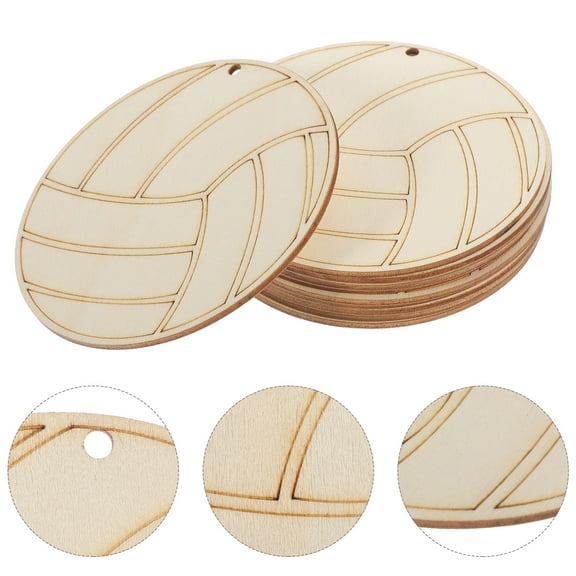 Raindrops Wood Volleyball Cutouts for DIY Crafts and Decoration Light Yellow Wood 10pcs