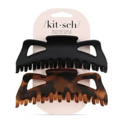 Kitsch Recycled Plastic Jumbo Classic Claw Clip, 2 Ct, Tortoise & Black