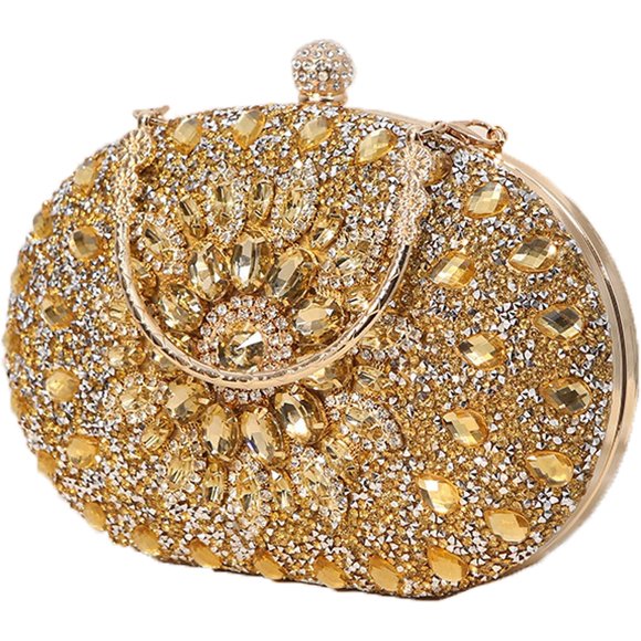 UTAH-Crystal Women Evening Clutch Rhinestone Bag Bling Purse Glitter Radiant Shouder bag for Christmas Bridal Wedding Party