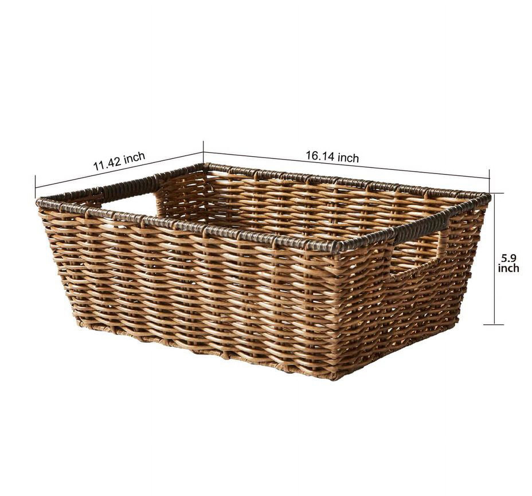 Better Homes & Gardens Poly Rattan Storage Basket with Cut-Out Handles, Brown, Rectangle