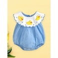 thumbnail image 5 of Suealasg Baby Girl Summer Plaid Romper Blue Sleeveless Doll Collar Duck Embroidery Jumpsuit, 5 of 8