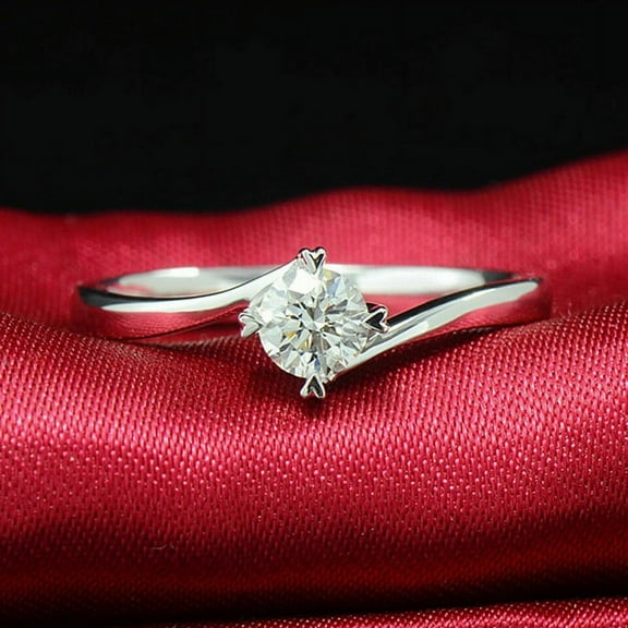 Eclet Jewels 14K White Gold Plated Solitaire Rings - Diamond Wedding Rings for Women's - Brilliant 1.9 Ct Round Cut Diamond Rings - Bypass Party Wear Diamond Rings - Daily Wear Diamond Rings