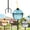 Garden Torches 4PCs(Blue&Gold&Grey&Red), variant on Citronella Torches Set of 4, 16 oz Blue Glass Garden Torches for Outside, 3-Prong Grounded Stake Outdoor Torches, 58.6 inch Outside Torch for Yard, Patio, Deck, Party