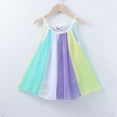 thumbnail image 2 of FRSASU Kids Dress Outfits Clearance,Girls Summer Rainbow Striped Stitching Dress Princess Dress, 2 of 7