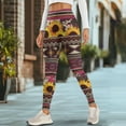 thumbnail image 4 of Renewold American Tribal Sunflower Cow Print Pink Leggings with Pockets for Women Workout Tights Compression Leggings High Waisted Butt Lifting Printed Leggings Full Length Womens Leggings, 3XL, 4 of 8