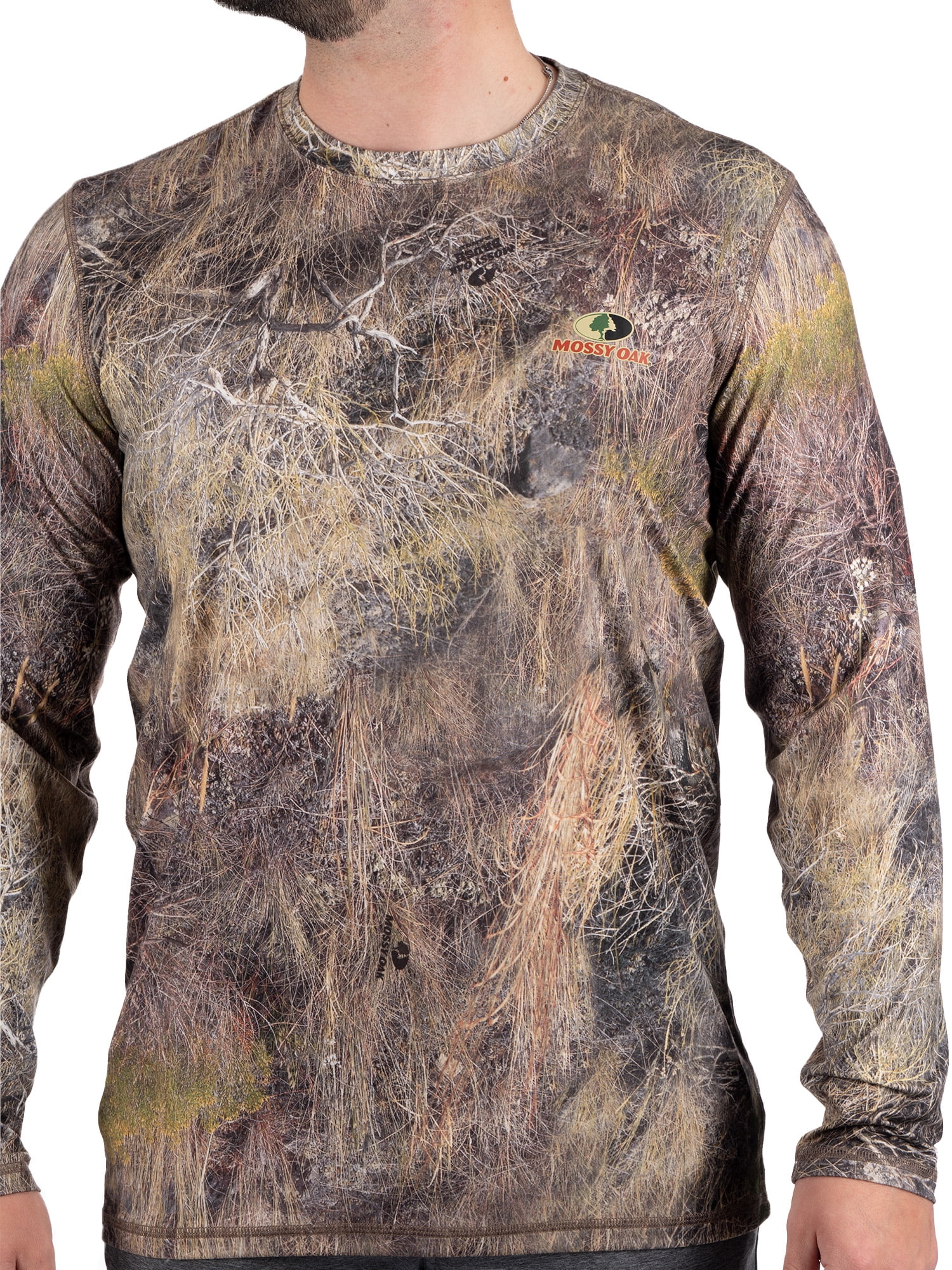 Men's Long Sleeve Camo Tee Hunting Performance Shirt by Mossy Oak, Sizes S-3XL