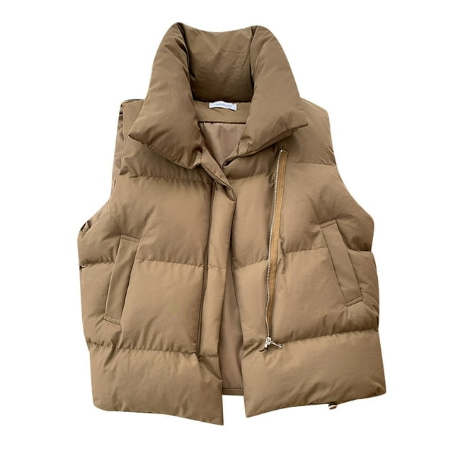 Kcodviy 2025 Autumn Winter Ladies Women's Jackets Winter Oversized Solid Puff Padded Hooded Utility Jacket Vest