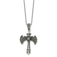 thumbnail image 3 of Stainless Steel Necklace with Pendants Chain Antiqued and Polished Black CZ Cross w/Wings 20 inch, 3 of 5