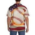 thumbnail image 3 of Rateoe Baseball Ball With Flag Pattern Men's Short Sleeve Classic Shirt, Casual Short-Sleeved Shirt, Lightweight Summer Shirt, Cuban Collar Shirt,Button-Front Shirt-4X-Large, 3 of 5