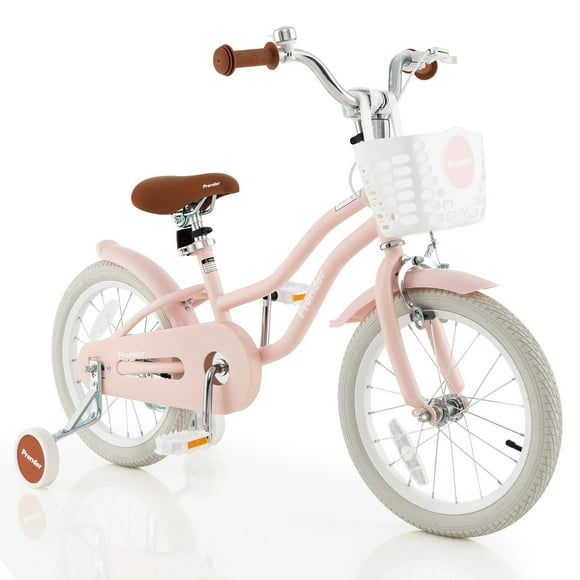 Costway Bicicleta infantil ajustable con rueda de entrenamiento para niñas de 4 a 8 años, color rosa