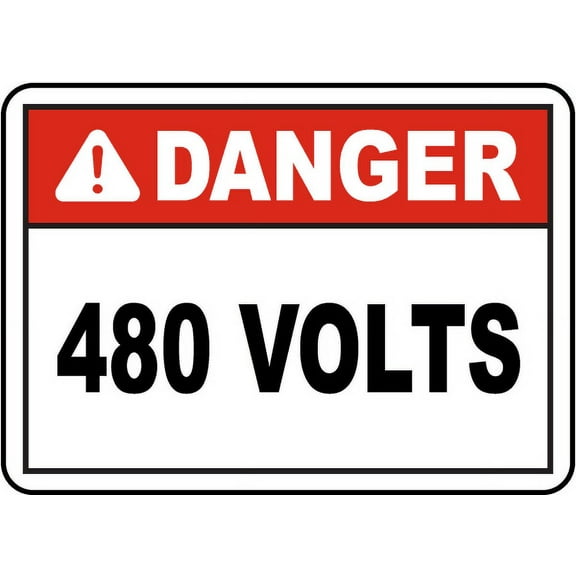 Vinyl Stickers - Danger 480 Volts Sign - Safety and Warning Warehouse Signs Stickers - 3.5" x 5" - 3 Pack