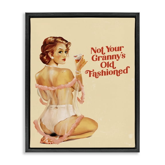Stupell Industries Not Your Granny's Old Fashioned People Painting Black Floater Framed Canvas Art Print Wall Art, 17 x 21