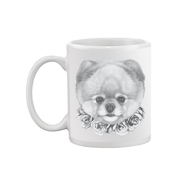 Cute Pomeranian With Roses Mug -Image by Shutterstock,