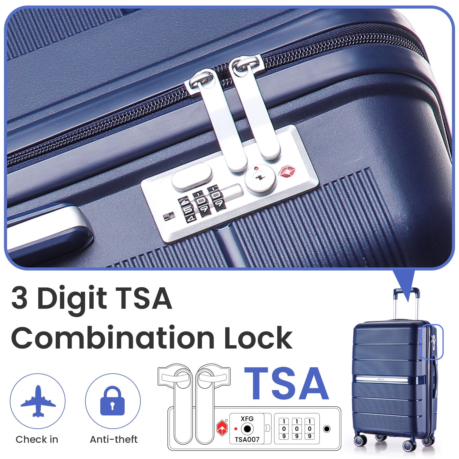 Luggage Sets 4 Piece (14/20/24/28) PP Lightweight & Durable Expandable Suitcase