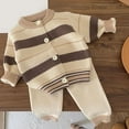 thumbnail image 2 of DHFJKG Baby Boys Sweater Outfits Striped Knit Cardigan Casual Pants Two Piece Set Soft Comfortable Warm Casual Winter Clothes Child Kids Boys Stylish Outfits 0-3 Months, 2 of 7