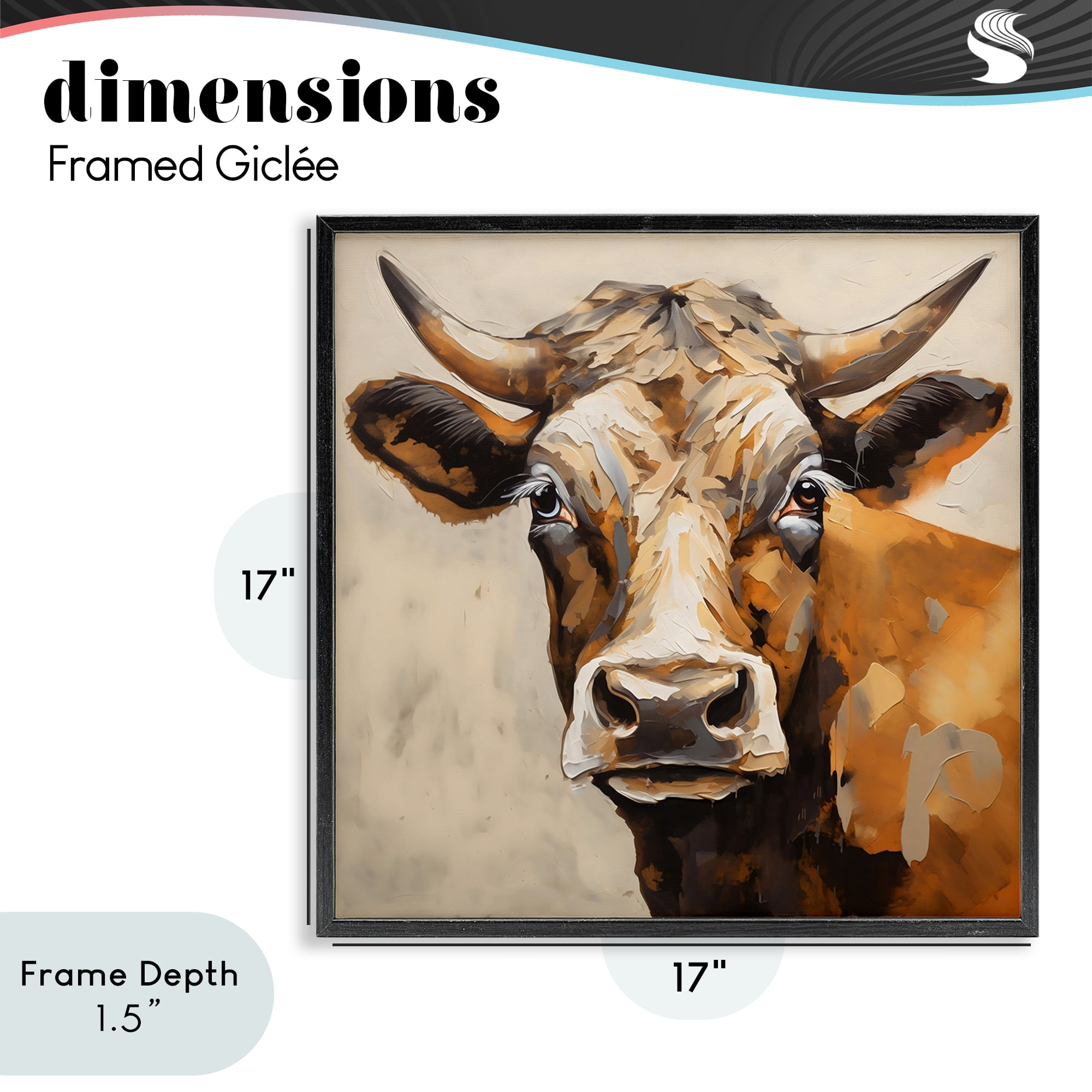 Stupell Industries Beautiful Brown Bovine Black Framed Giclee Art, design by Creative Studio