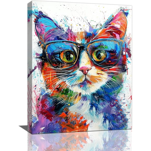 Aaheei Banksy Cat Wall Art Colorful Cats Pictures Funny Cat Canvas Wall Decor Cats Painting Home Modern Artwork Decorations for Kitchen Living Room Bedroom Bathroom Office 8 x 10 in