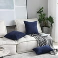 thumbnail image 3 of Striped Decorative Corduroy Velvet Large Euro Sham Set of 2 60x60 cm Couch Throw Pillow Cover for Bed, 24 x 24 inch, Navy Blue, 3 of 14
