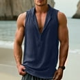 thumbnail image 2 of Mens Breathable Linen Cotton Shirt - Deep V Neck Tops Sleeveless Tank Top Loose Fitted Lapel Blouse Relaxed Fit Casual Shirts Summer Comfort Tees, 2 of 6