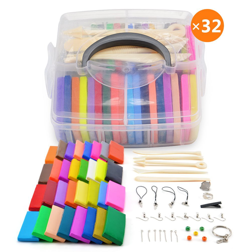Tutorials and Storage Box 36 Colors Polymer Clay Accessories Oven Bake Modelling Clay Blocks DIY Colored Clay Kits for Kids with Tools