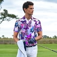 thumbnail image 6 of Balery Flying Butterflies Printed Men’s Short Sleeve Polo Shirt, Midweight Men's Shirt,Golf Polo shirts -Large, 6 of 9