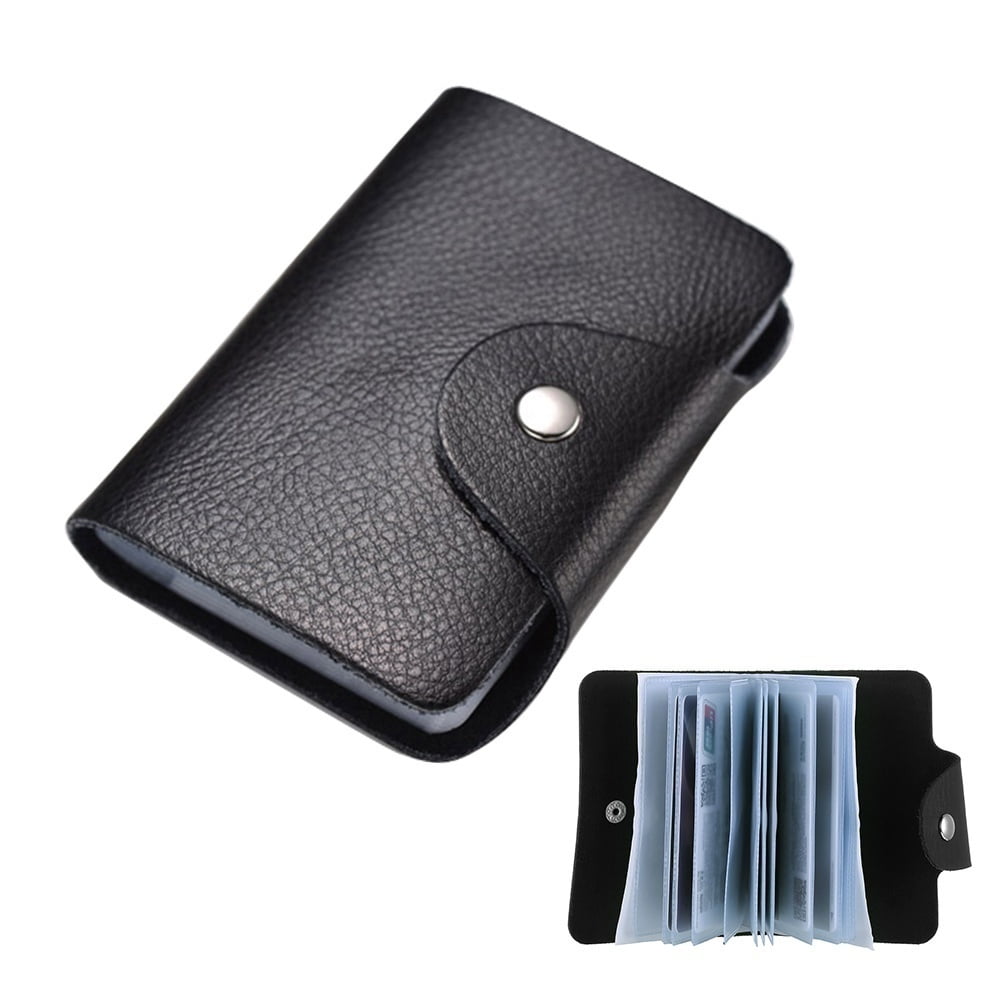 Luxury Men Slim PU Leather ID Credit Card Holder Pocket Case Wallet For 24 Cards 
