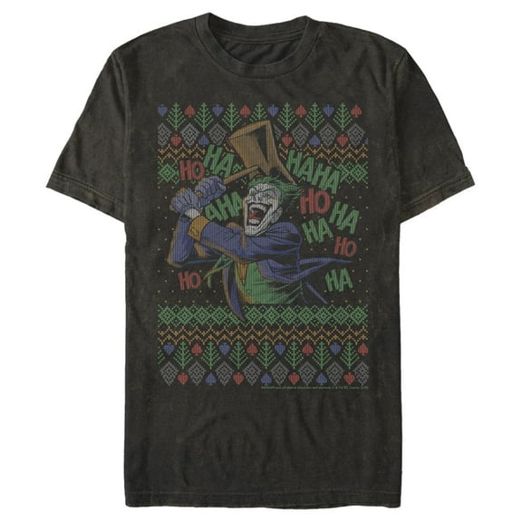 Men's Batman Ugly Christmas Joker Hammer  Graphic Tee Black Small