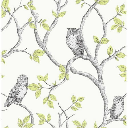 - Fine Décor Linden Green Owl Wallpaper