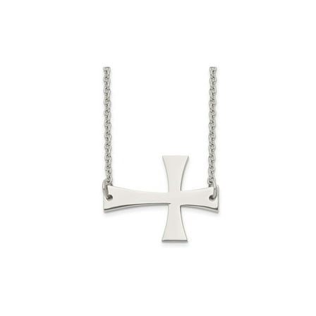 Stainless Steel Sideways Cross Pendant Necklace with Chain
