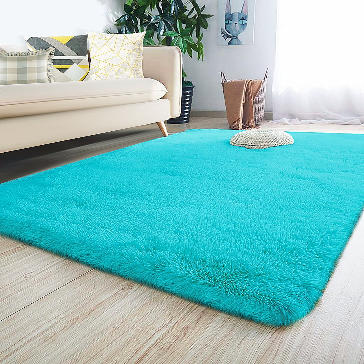 Fluffy Rugs Anti-Skid thick Shaggy Area  Dining Home Room Bedroom Carpet 
