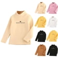 thumbnail image 4 of ZACPNCV Little Girls Long Sleeve Tee Shirts Soft Turtleneck Layering Pullover Slim Stretchy Tops Beige 7-8 Years, 4 of 4