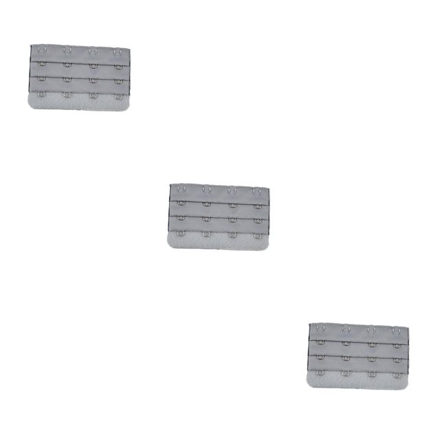 Guardurnaity Extensión Correa Sujetador Extensor Hebilla 4 Gancho Transpirable Práctico Ajustable Íntimos Apretados Gadgets 3 Filas gris plateado Type1 NO1
