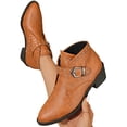 thumbnail image 2 of Willtoo Womens Chunky Heel Pointed Toe Short Boots Ankle Boots Buckle Strap Dress Shoes, 2 of 5