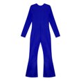 thumbnail image 6 of TiaoBug Girls Gymnastics Jumpsuit Full Body Bell Bottom Catsuit Crewneck Long Sleeve Dance Unitard Blue 8, 6 of 7