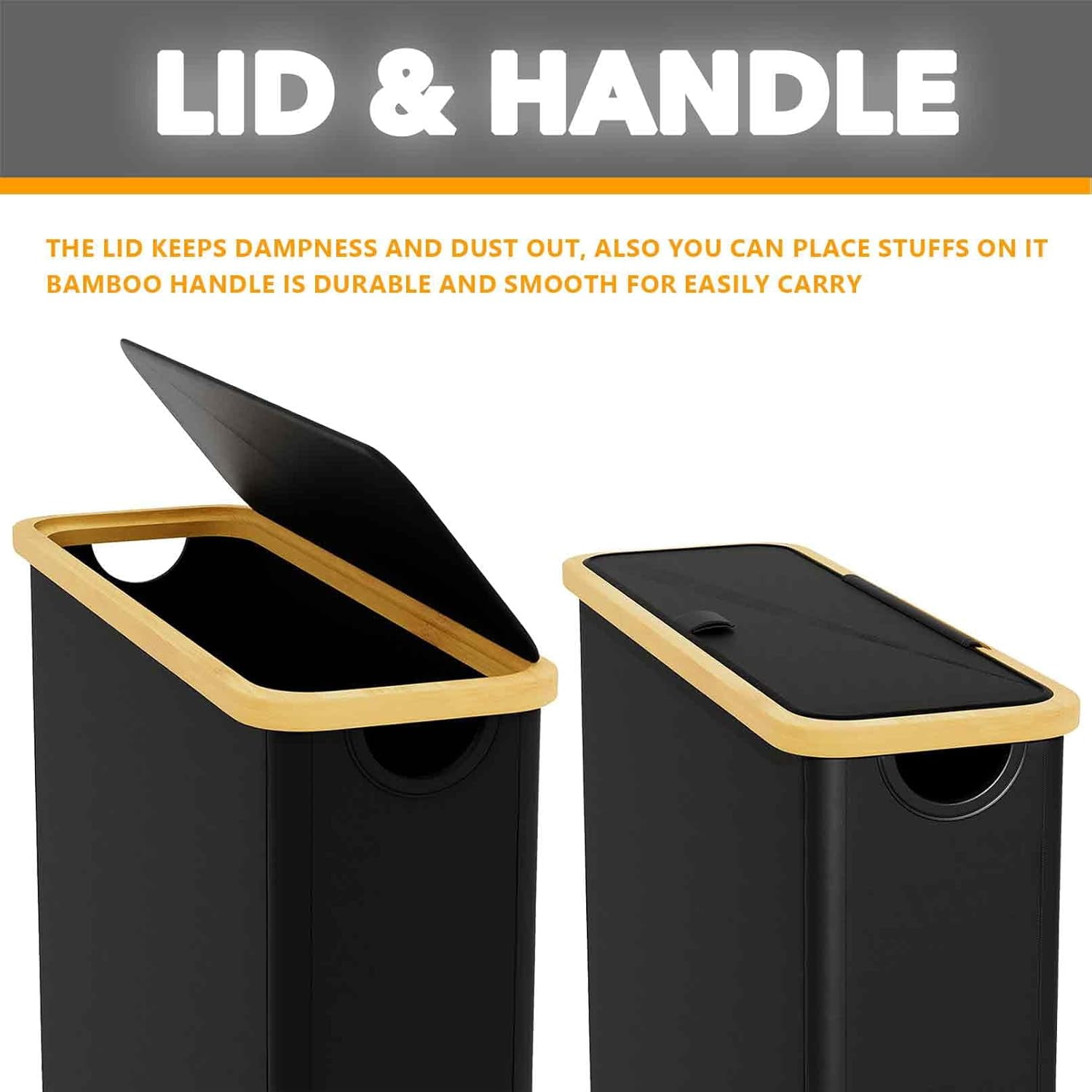 SpaceAid Extra Large Toilet Paper Storage with Lid, Slim Basket Holder, Black