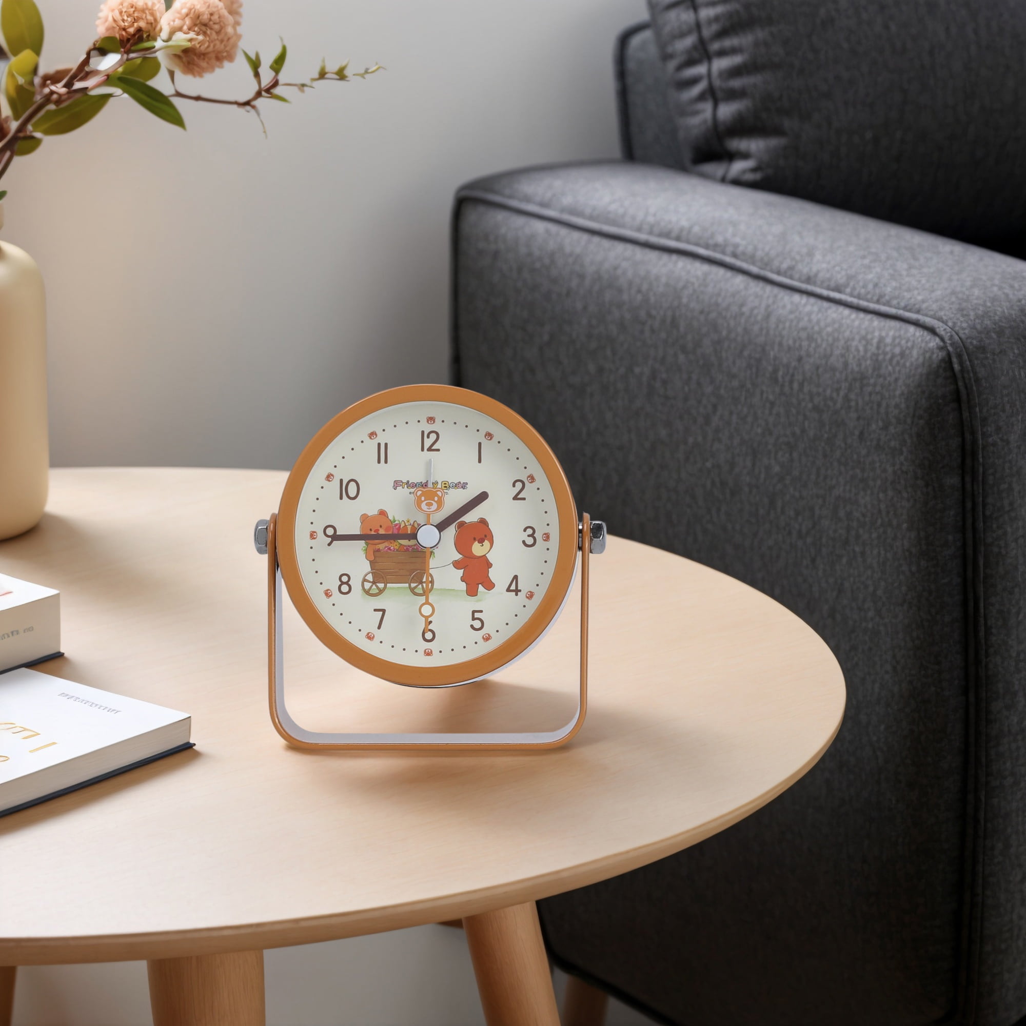 Unique Bargains Rotatable Alarm Clock with Animal Pattern Yellow 3.9"L x 1.7"W x 3.7"H