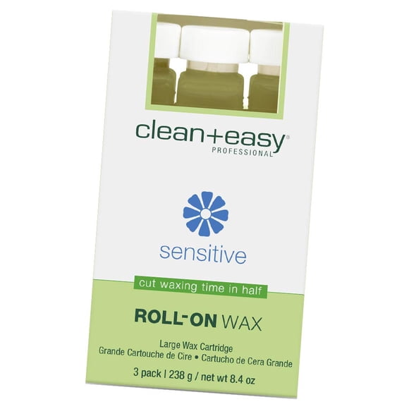 Clean + Easy Recambio de cera roll-on sensible grande (piernas) para tratamiento higiénico de depilación facial y corporal Ideal para pieles sensibles Ideal para todo tipo de piel y cabello, paquete d
