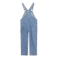 thumbnail image 6 of JLMSPLWG Girls Denim Jumpsuits Distressed Bib Denim Overalls for Kids Blue Long Rompers Teens Stretchy Retro Trendy Jeans Tween Loose Fit Clothes, 6 of 10