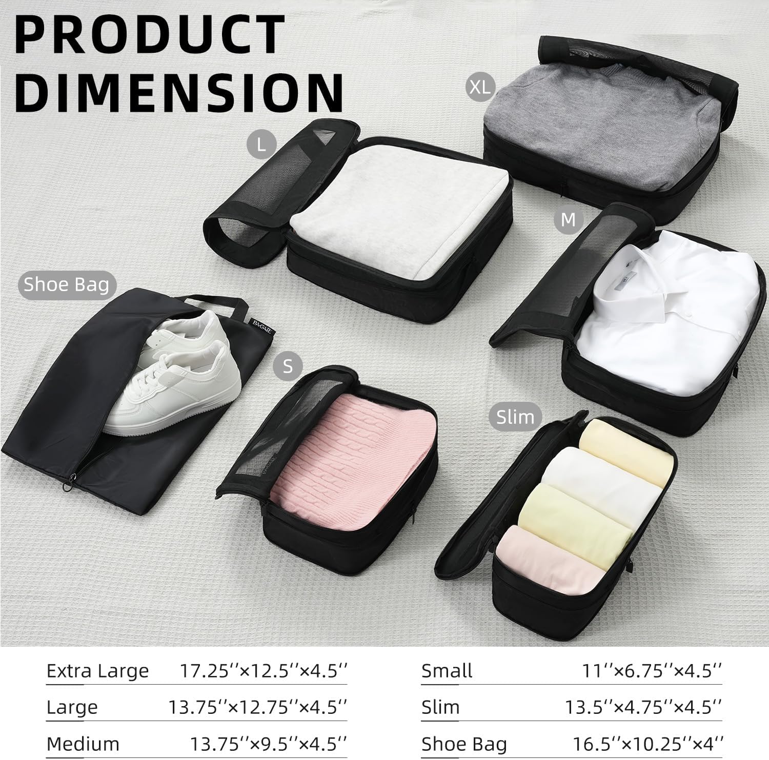 4 Set/6 Set/8 Set Compression Packing Cubes Travel Accessories Expandable Packing Organizers (Square Mesh, 05-Beige)