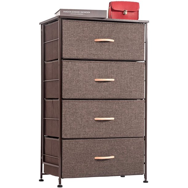 WAYTRIM Fabric 4 Drawers Storage Organizer Unit Easy Assembly, Vertical