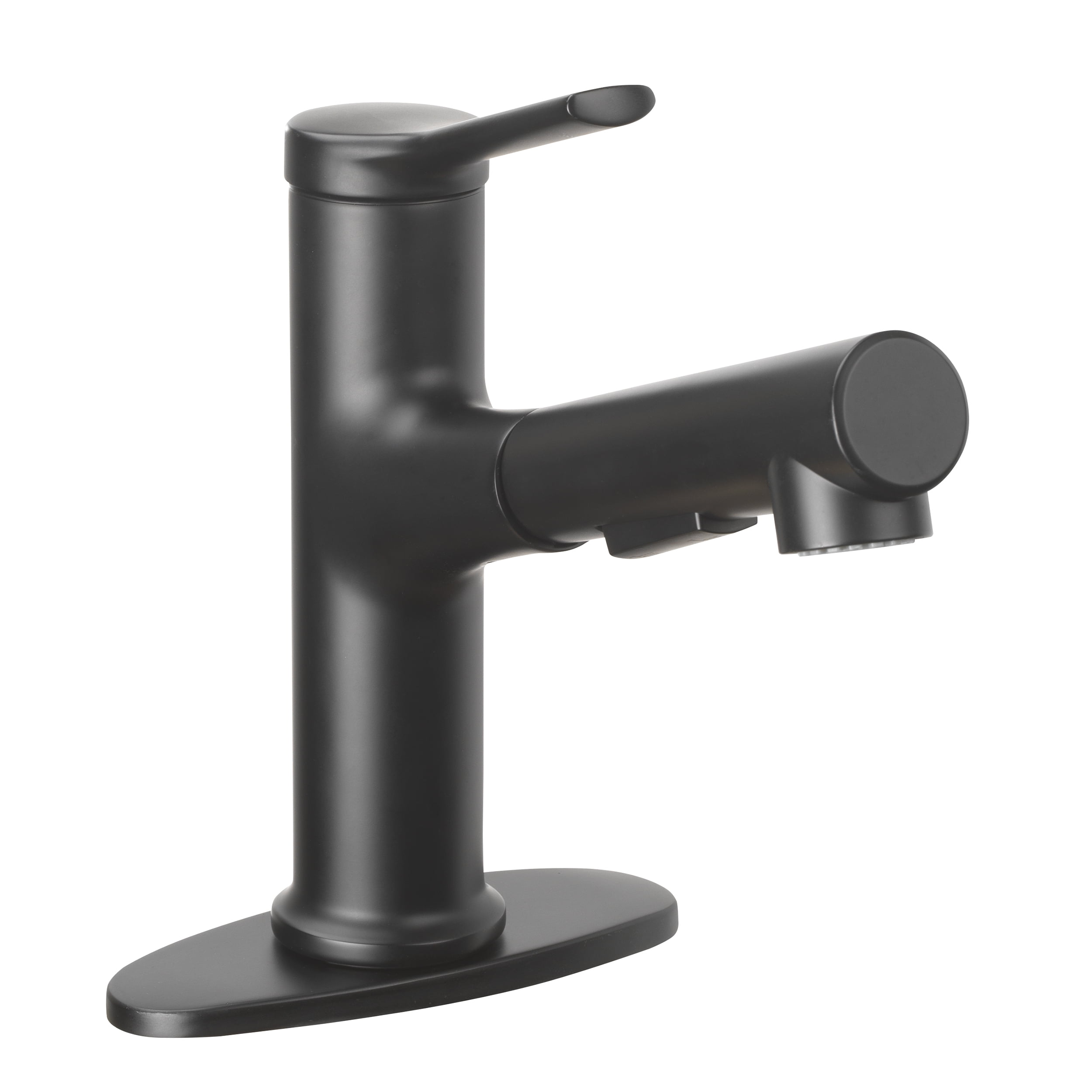 Better Homes and Gardens Pull-Out Bathroom Sink Faucet with Pop-up Drain and Optional Deckplate, Matte Black