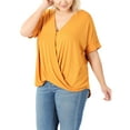 thumbnail image 3 of FashionMille Plus Size Women's V-Neck Draping Front Cross High Low Tunic T-shirt Top, 3 of 4