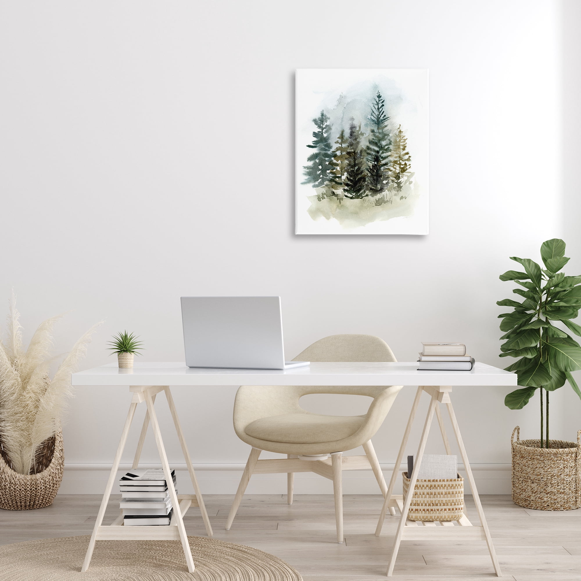 Stupell Industries Layered Woodland Trees Botanical & Floral Painting Gallery Wrapped Canvas Art Print Wall Art, 24 x 30