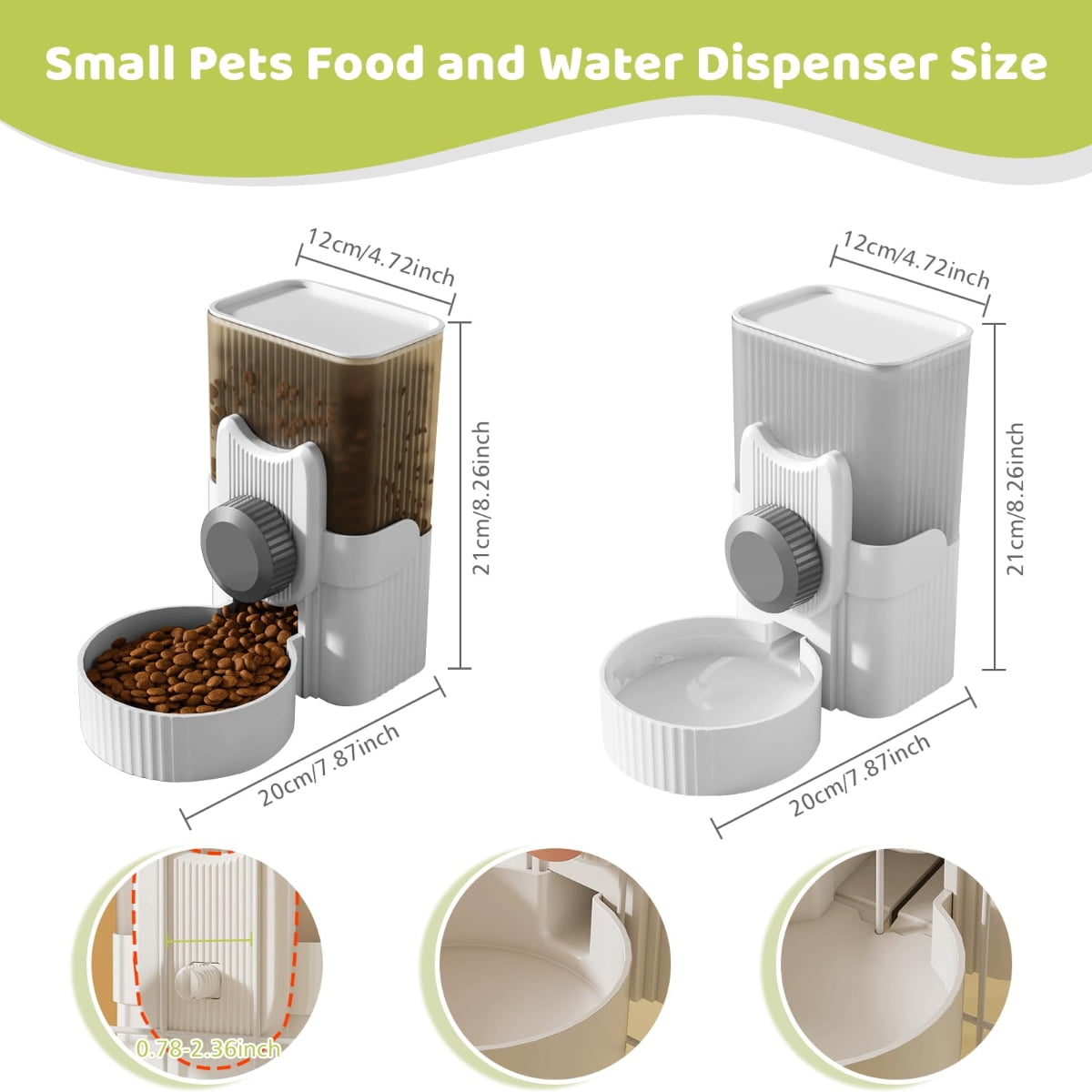 2 Pack Hanging Automatic Pet Food and Water Dispenser,Gravity Auto Rabbit Feeder for Cage,Guinea Pig Feeder and Waterer Set,Cat Food Bowl Dog Feeding Station for Bunny,Ferret,Chinchilla