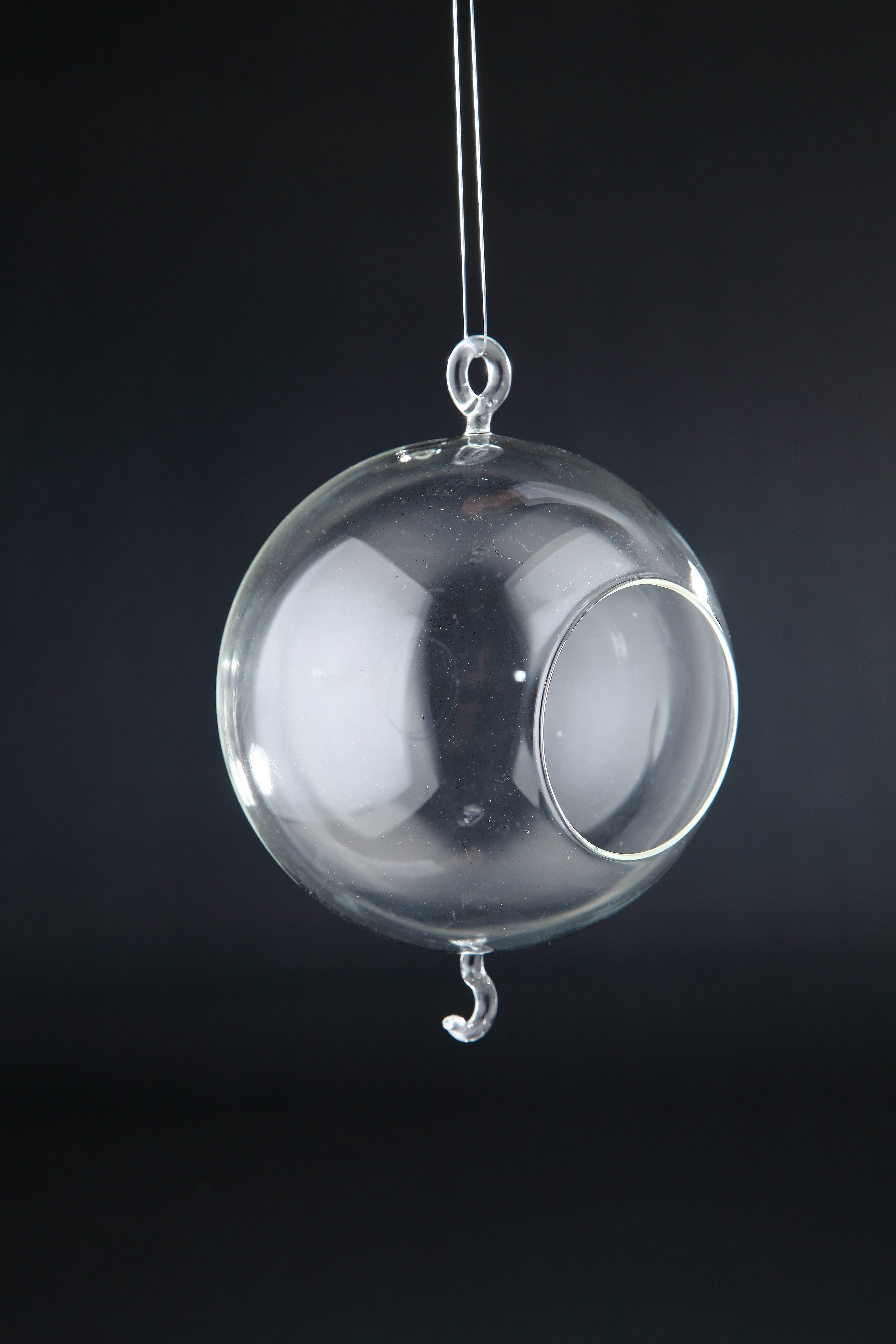 5.5" Clear Solid Round Hand Blown Glass Candle Holder